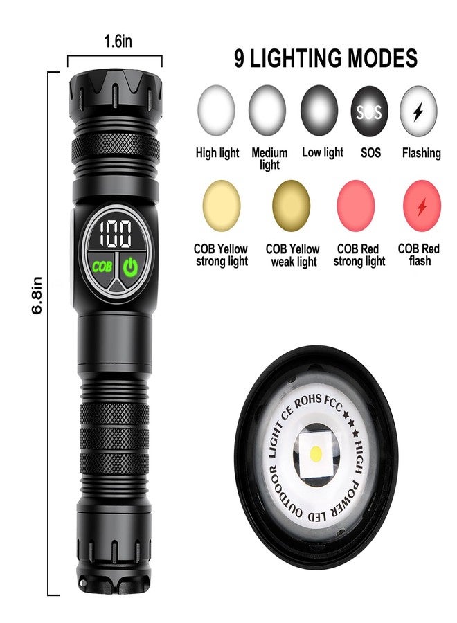 Minsk Flashlights High Lumens, Rechargeable Flashlights with COB Sidelight, 3500 Lumen Super Bright Flashlight, Magnetic Flash Light of Digital Power Display, Outdoors - Image 4